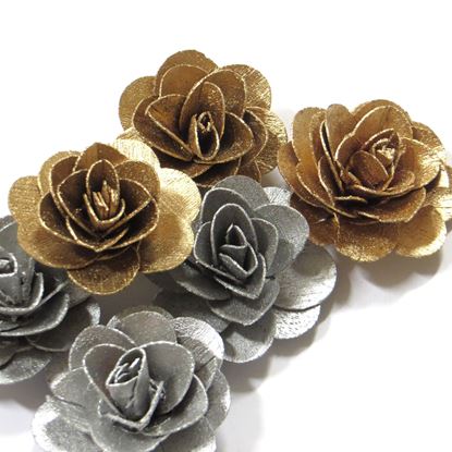 Obrázek Deco růže střední - zlatá, stříbrná (50ks)